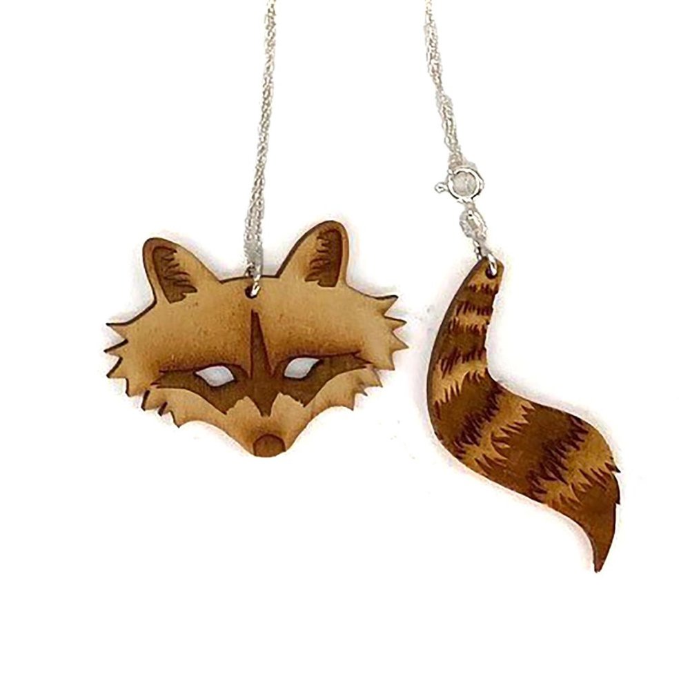 Art Raccoon Necklace of wood